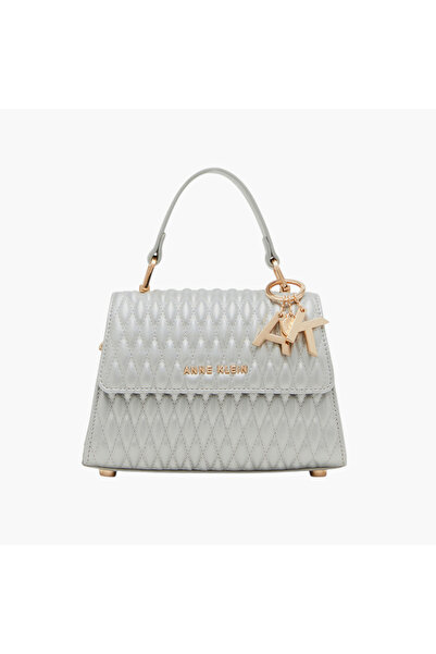 Anne Klein Quilted Satchel Bag with Grab Handle and Charm Accents
