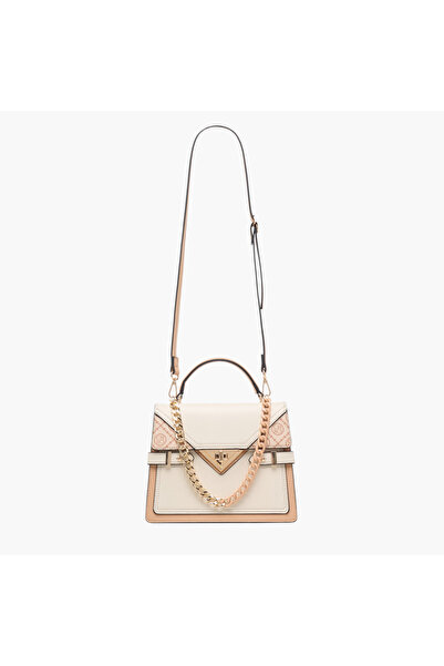 CHARLOTTE Reid Colourblock Crossbody Bag with Detachable Strap and Twist Lock Closure