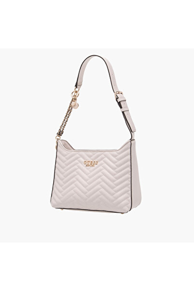 Guess Anning Quilted Shoulder Bag with Adjustable Strap and Zip Closure