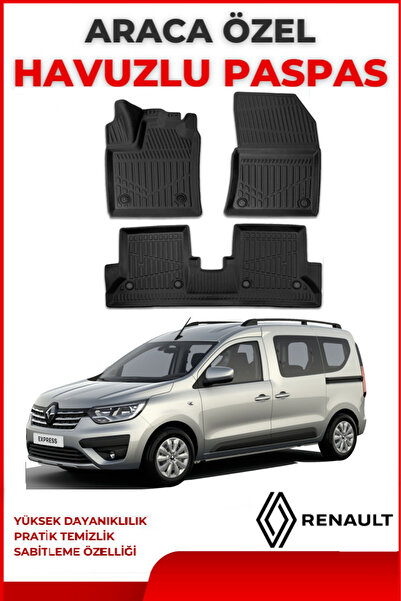 ko kaliteoto Renault Express Camlıvan 2024 Model Araca Özel Siyah Paspas Takımı