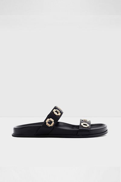 Aldo Lyla-Tr - Genuine Leather Black Women's Slippers