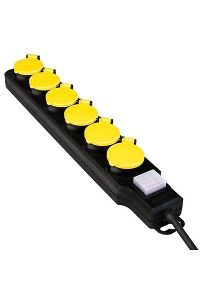 LogiLink Power Extension LPS256, 6 Schuko Sockets, Schuko Plug, 1.5m Cable, 16A, Water Protection (B