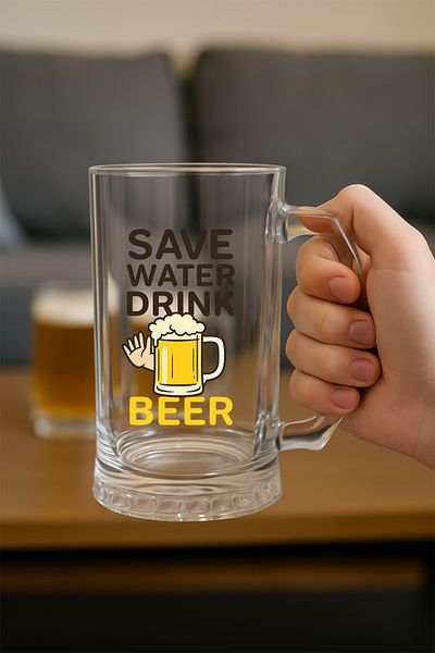 TREND YANKI Printed Beer Glass