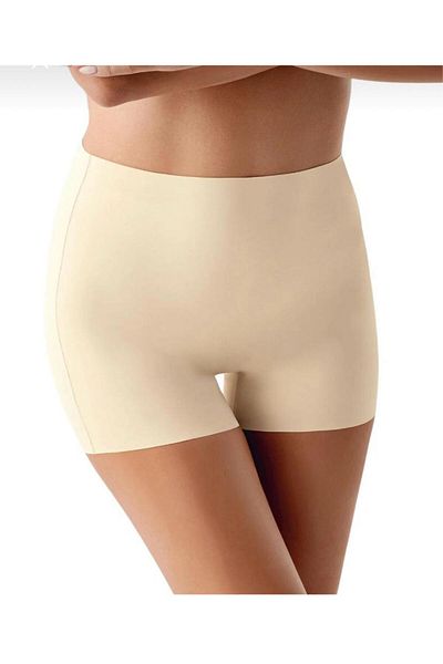 ROZELT Women's Beige Laser Cut Normal Waist Recovery Corset Shorts