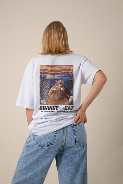 Buka Shops Orange Cat's Scream - Parody Oversize T-Shirt