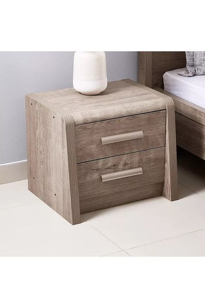 Home Box Curvy 2-Drawer Nightstand – Elegant Wooden Nightstand with Extra Storage, Modern Design