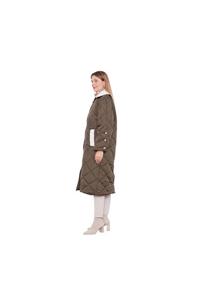 Levidor Women's Fur Detailed Quilted Coat