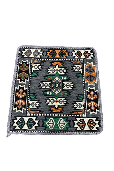 mih avm Decorative Authentic Double Sided Zippered Rug Şark Corner Cushion Cover (40*40cm)