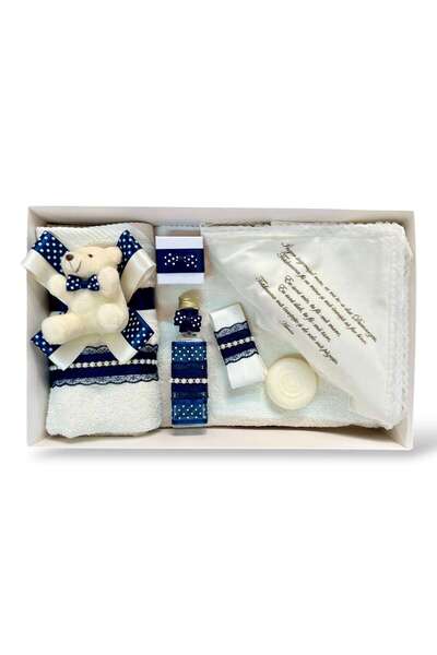 KidsMagazin Trusou pentru botez cu ursulet si detalii bleomarin