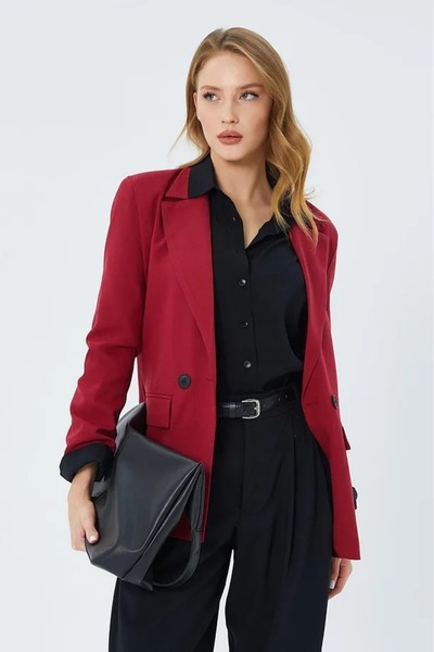 solena sln Women's New Season Double Button Oversize Blazer Jacket