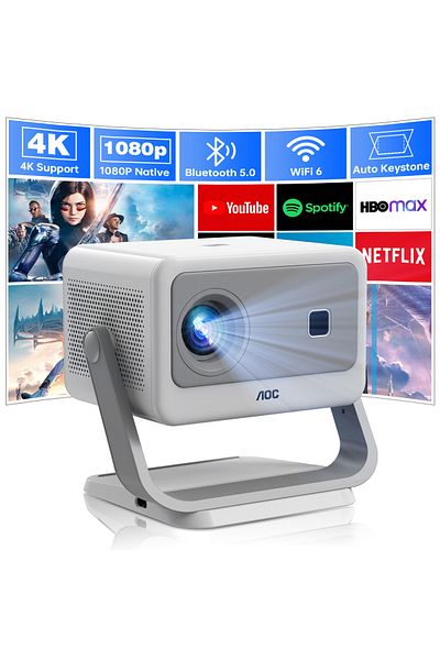 Aoc Portable Projector 4K Support, 12000 Luemn/Electric Focus/Projector with Wifi and Bluetooth