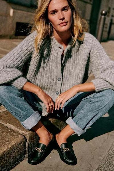 Madmext Gray Crew Neck Thessaloniki Knitted Buttoned Women's Cardigan Mg2487