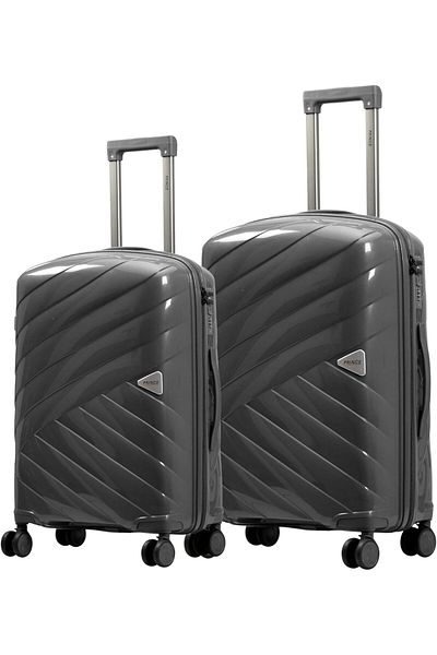 Prince Travelling Prince Hard PP Luggage Expedition Set of 2, Dual Wheels – 20" (40L) & 24" (62L) – Dark Grey