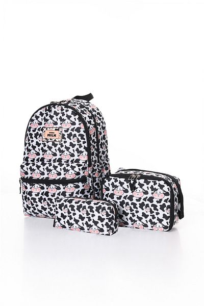 D'VERS Milk Patterned 3-Piece School Bag Set