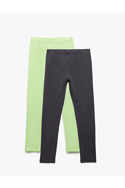 Koton Cotton Elastic Waist 2-Piece Basic Long Leggings Set
