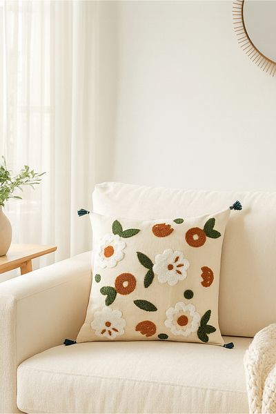 HOMİNG Floral Patterned Throw Pillow Case 45X45 cm 242165