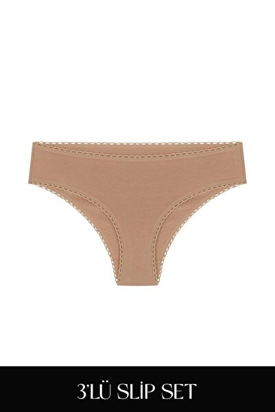 Feu De Elu Set de 4 chiloți de vacanță din bumbac maro Cotvie