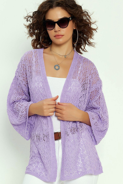 Ottawe Regular Fit Rahat V Yakalı Delikli Kapamasız Cepsiz İnce Günlük Triko Hırka