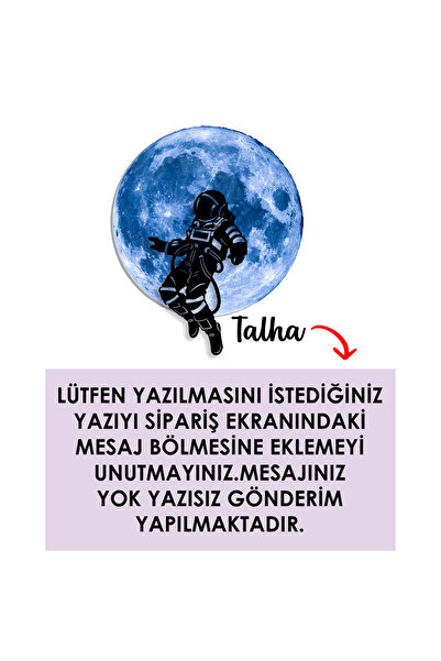 Lucenda Kişiselleştirilebilir Led Işıklı Epoksi Cam Katmanlı Tablo Astronot Dolunay