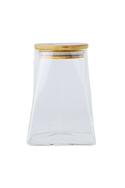 Shuer Creative Square Wooden Cover Glass Storage Sealed Tank