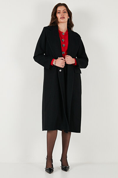 Lela Wool Blend Oversize Double Breasted Lapel Slit Long Cashmere Coat Coat 6810235