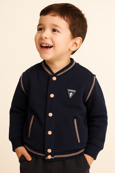 Dirkje Boys Space Club Varsity Fleece Jacket – Navy