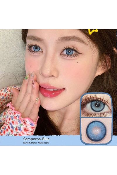 OEM Blue Colored Contact Lenses, Semporna, 365 Wears, Cosmetic, No Diopters