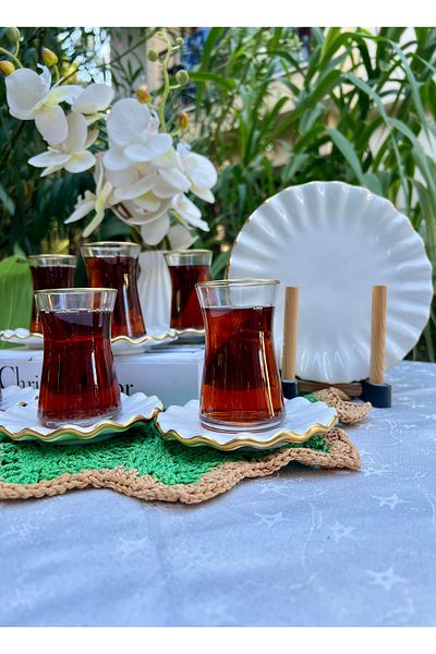 MAMALİZA 18 Piece Gold Gilded Ceramic Breakfast and Tea Set – Stylish Presentation Set