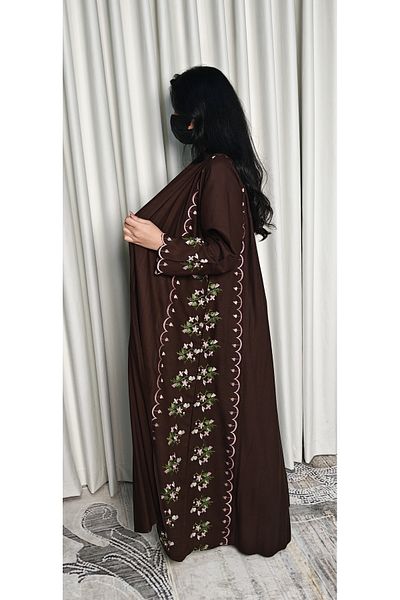 Elegance and beauty Embroidered Indian linen abaya