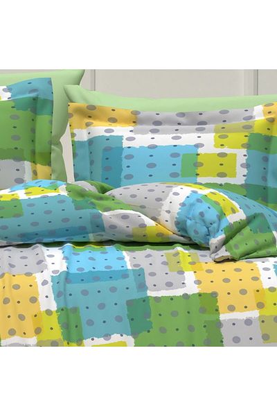 Pucioasa Crepe linen for 1 person, 100% cotton, multi-colored squares