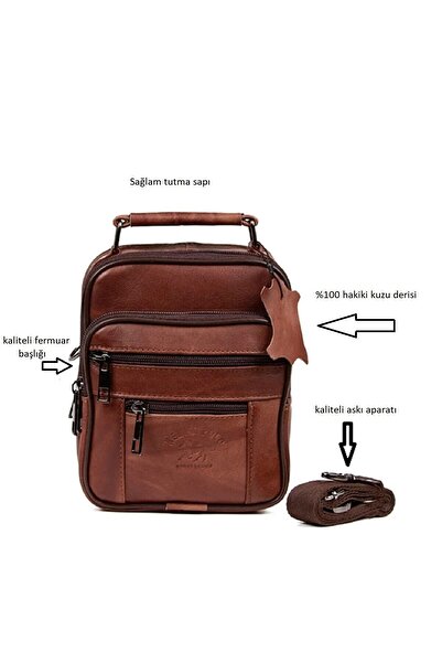 Newish Men's Tan Genuine Leather Steel Case Shoulder and Hand Bag (15X19Cm)