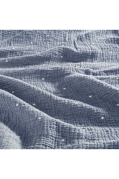 Penelope 100% Cotton Muslin Bedspread 160X240 cm Blue - Glen Series