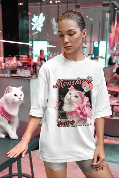 Buka Shops Y2K Princess Cat "Monskiki" Oversize Cute Cat T-Shirt