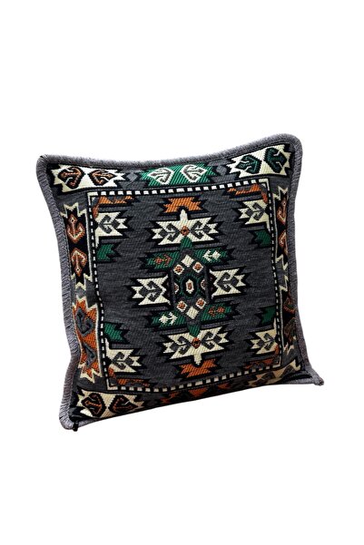 mih avm Decorative Authentic Double Sided Zippered Rug Şark Corner Cushion Cover (40*40cm)