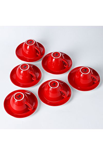 Shuer 200 ml Ceramic Coffee Cup And Saucer Bright Glaze Six Cup And Saucer Set
