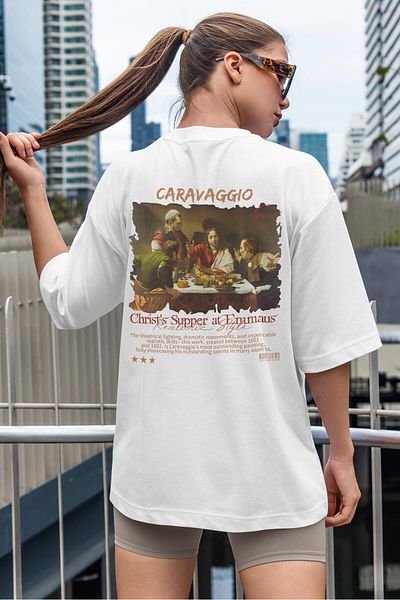Buka Shops Baroque Art - Caravaggio "The Supper at Emmaus" Oversized T-Shirt
