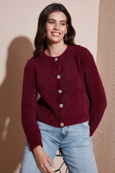 Lela Fitted Fit Crew Neck Soft Textured Crop Cardigan Cardigan 4615559