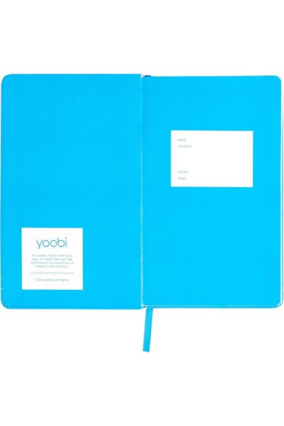 Yoobi Blue Journal, Durable Hardcover Notebook with Elastic Closure, 80 Lined Sheet, 5.2" x 8.5"