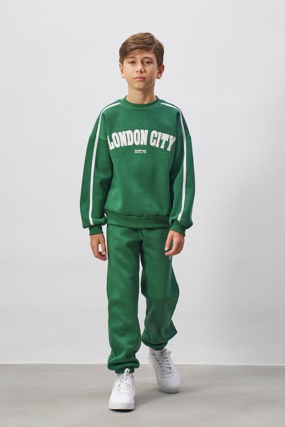 Minipodyum Embroidery Detailed Boy's Top and Bottom Tracksuit Set
