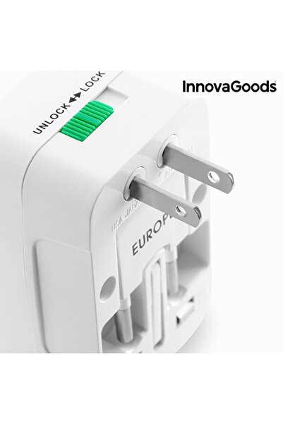 OEM Universal travel adapter, InnovaGoods, compatible with EU/UK/USA/JP/C/AUS/TH, white