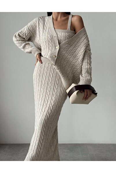 Ware طقم مكون من 3 قطع بأزرار صفراء للسيدات