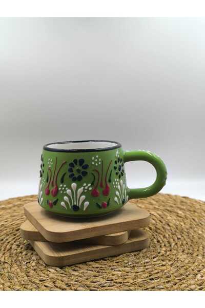 3DreaMaker 2 Pieces Handmade Ceramic Mug with Embossed Pattern