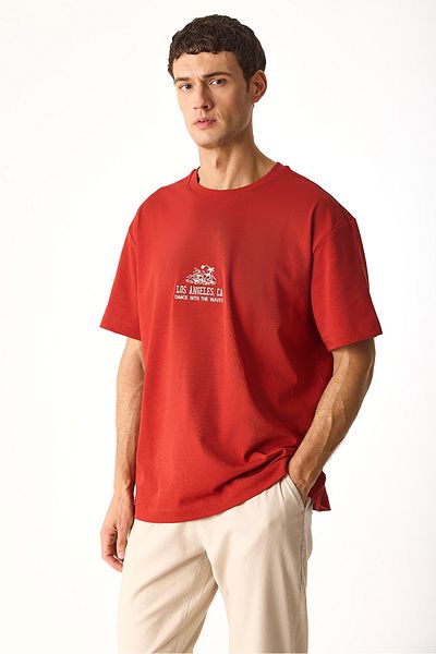 VENA Los Angeles Embroidered 100% Cotton T-Shirt
