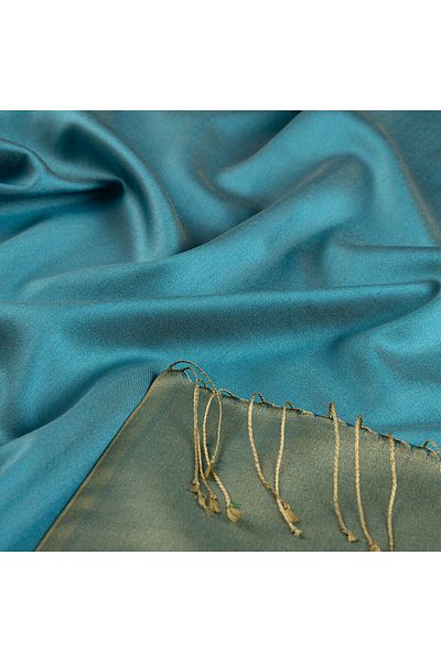 ipekevi Turquoise Gold Double Sided Silk Shawl