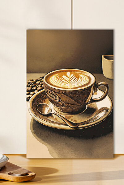 Zevahir Mobilya Dekorasyon 1 Стилна декоративна MDF плоскост с мотив кафе и д...