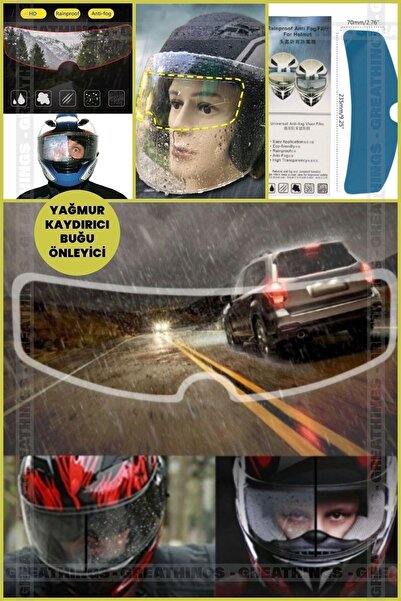 Kiesa Yağmur Kaydırıcı Film, Buğu Önleyici Kask Filmi Su Kaydırıcı Film Ön Cam Filmi Tüm Kasklara Uyumlu