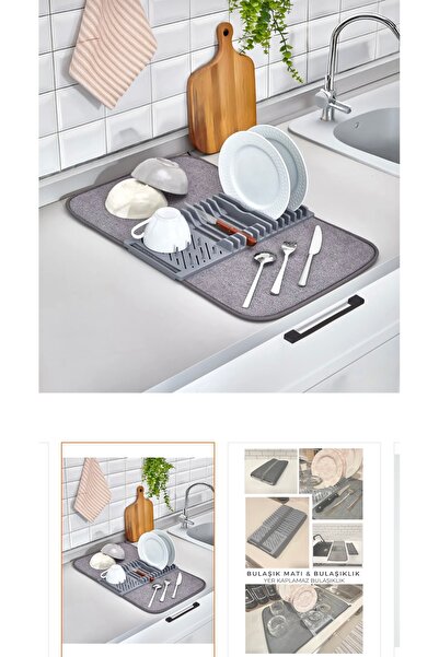 LeesHome Bulaşıklık Katlanabilir Matlı Mikrofiber Katlanır Bez Mat Tezgah Kur...