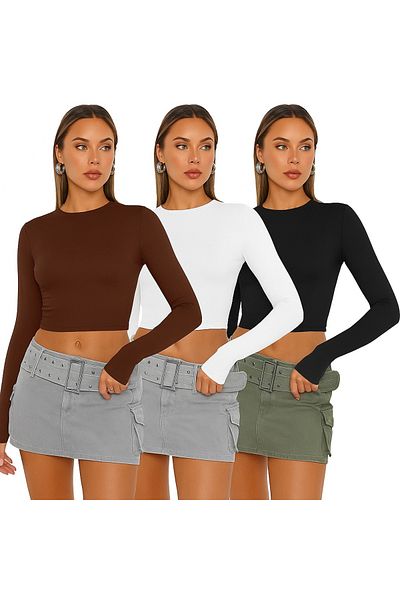 ÖZ PAMUK Essence Cotton Flat Fabric Lycra Crew Neck Blouse
