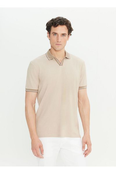 ALTINYILDIZ CLASSICS Altınyıldız Classics Jacquard Beige Men's Polo T-Shirt Ace091252126_Beige