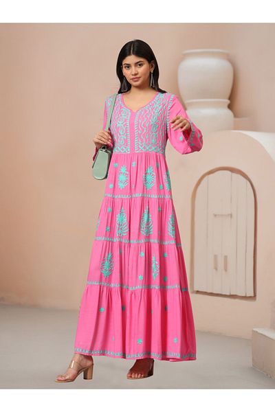 alaya Hand Embroidered Lucknowi Chikankari Rayon Jalabiya-AL3935
